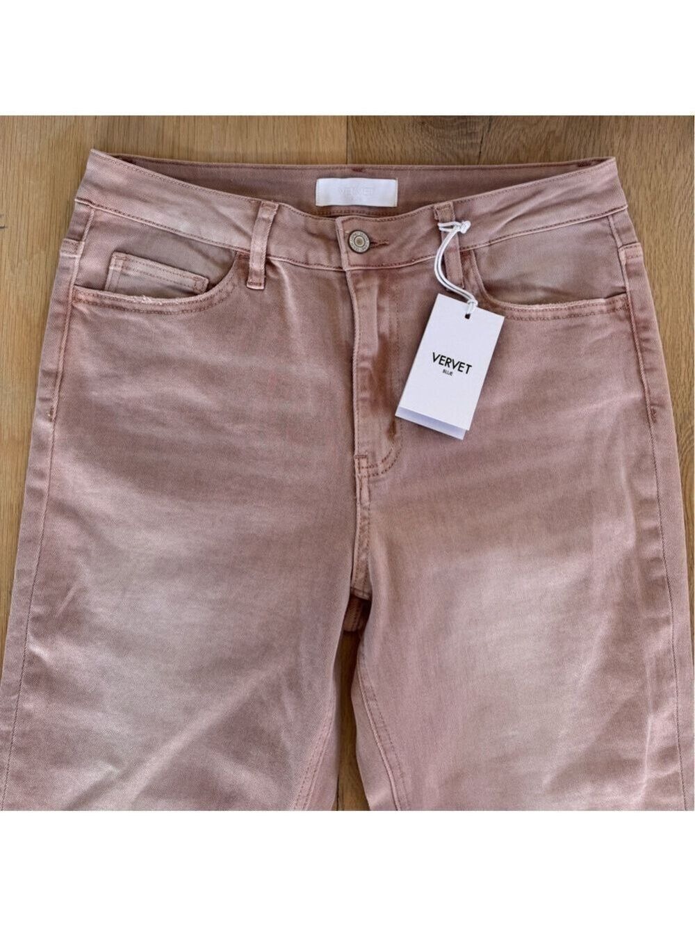 Vervet Blue Flare Distressed Bootcut Jeans Light Pink Size 30 NWT - Picture 2 of 6